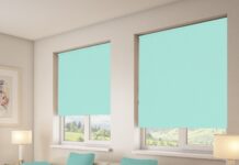 Рулонные шторы в интерьере гостиной