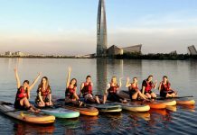 Сап-прогулка на закате — магия воды и огней Лахта-центра